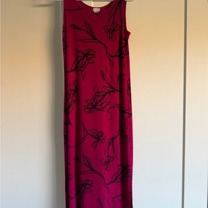 NWT - Chico's Fuchsia and Black Floral Maxi Dress (Fits like a Women’s Size 10)